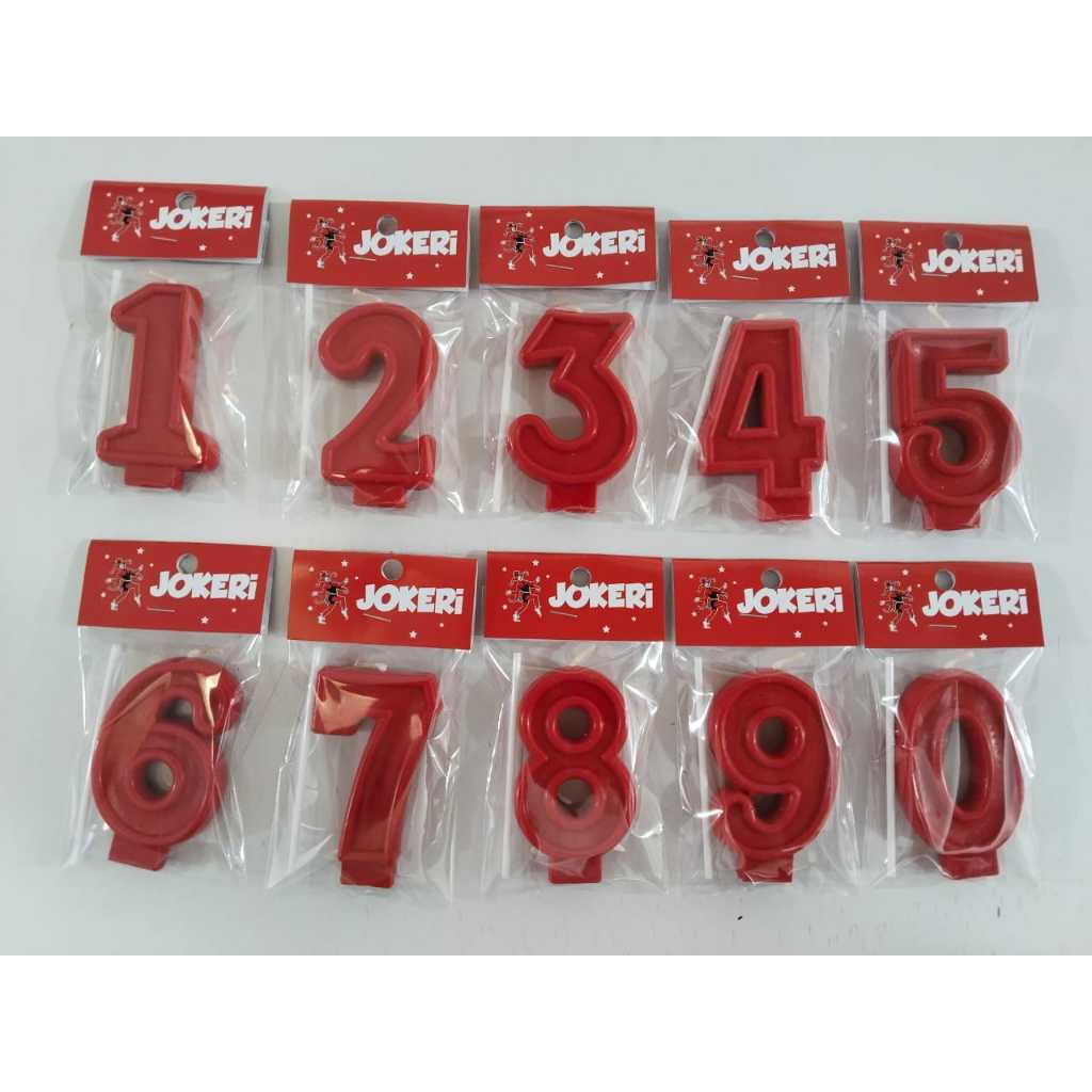 

Lilin JOKERI MERAH BOX isi 12PCS MERK JOKERI LILIN ANGKA
