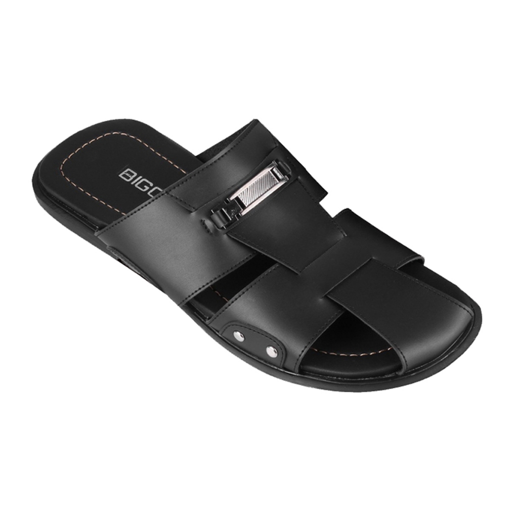 Sandal Pria Kulit Ukuran Besar 44 45 46 47 Original Jumbo Kekinian Aladin Hitam Biggeri