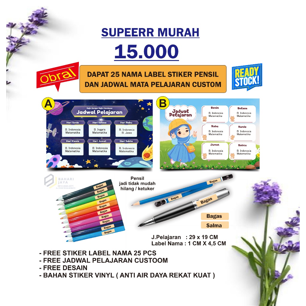 

STIKER JADWAL MATA PELAJARAN DAN STIKER LABEL PENSIL
