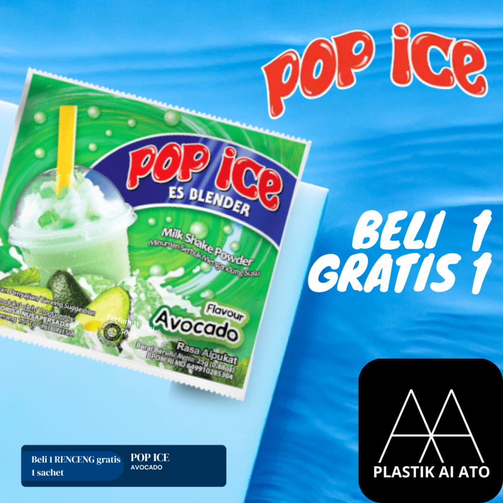 

Pop Ice Milk Shake Powder AVOCADO / ALPUKET 23 Gr 10 + 1Pcs BONUS 10 PCS SEDOTAN + PLASTIK