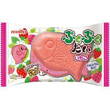 

[oddsolshop] pekanbaru/Meito Fuku Fuku Tai Air In Strawberry 16GR Biskuit Wafer Stroberi Bentuk Ikan