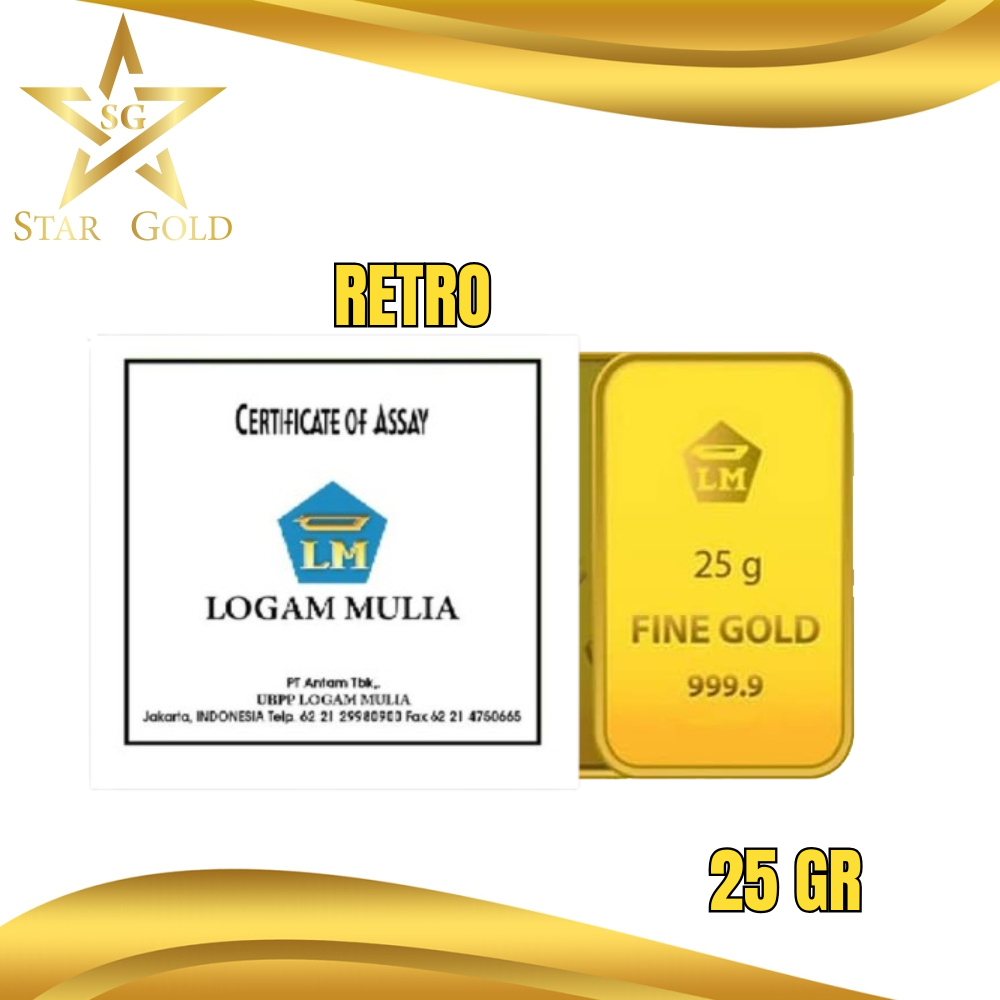 Star Gold Antam Retro Berdiri 25 Gram