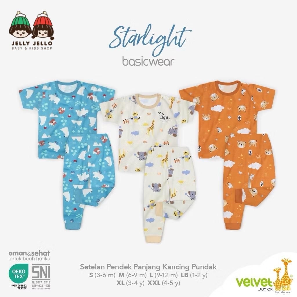 Velvet Junior Set Oblong Pendek Celana Panjang - Motif Starlight