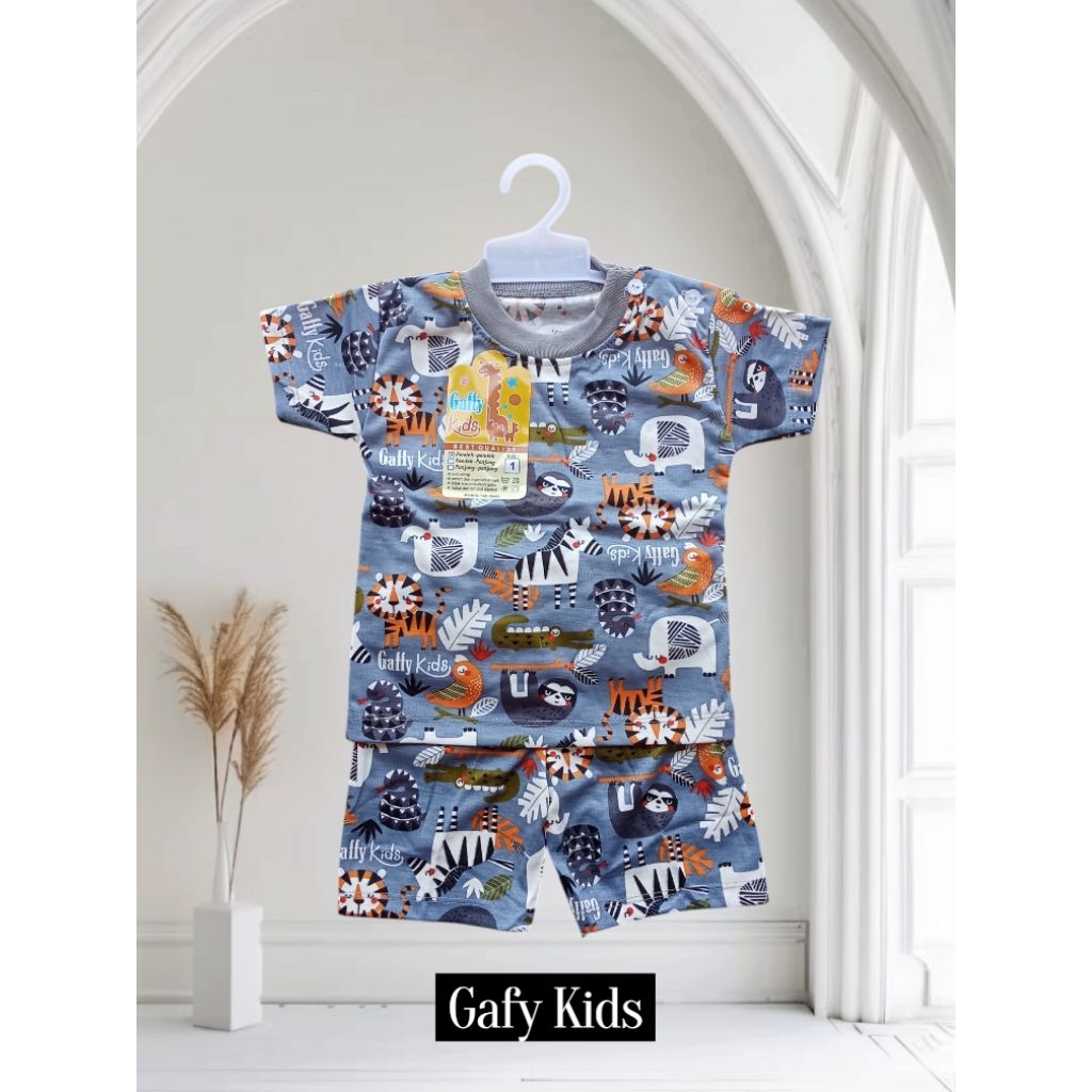 Setelan Baju Bayi Motif Zebra Pendek-Pendek Usia 3 - 18 Bulan Gaffy Kids