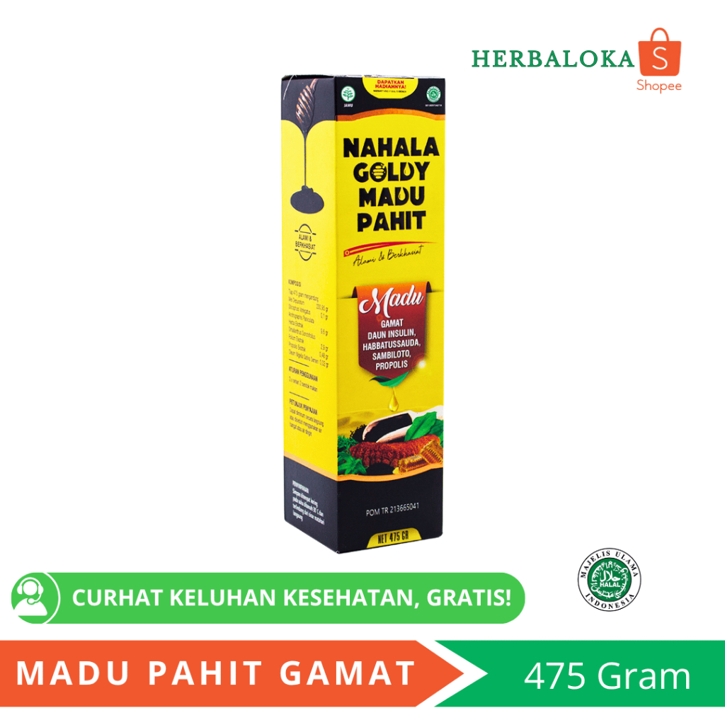 Madu Hitam Pahit Gamat Nahala Goldy 475 GR | Nahala Goldy Madu Pahit Original