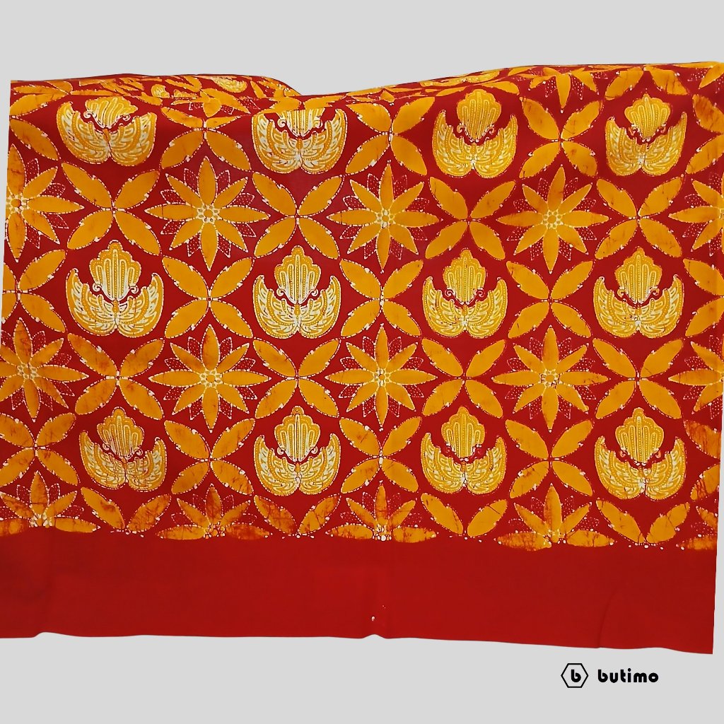 Kain Batik Tulis Motif Purbonegoro Merah Bahan Katun Primis Super