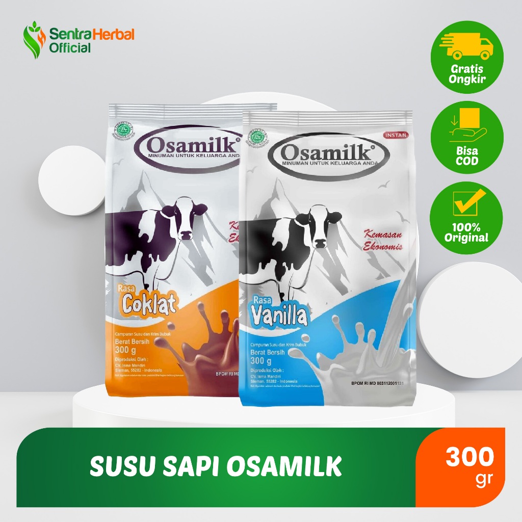 

Osamilk - Susu Sapi Bubuk Penambah Berat Badan Rasa Vanilla dan Coklat isi 300 gr