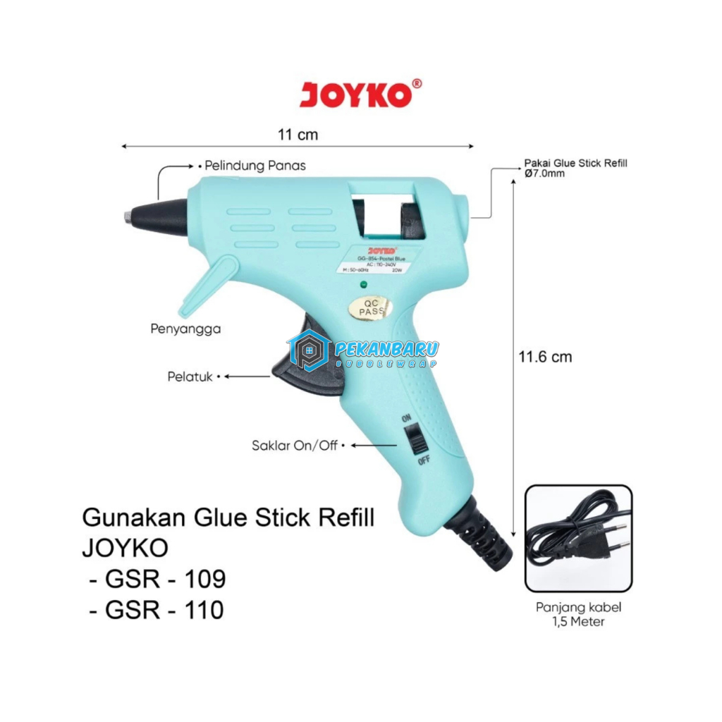 

JOYKO Glue Gun GG-854 Pastel Color Alat Lem Tembak Hot Melt Glue GG854 - Biru