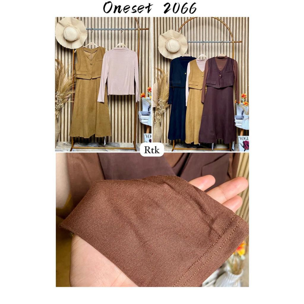 NewArrival OneSet#2066 - Pakaian Wanita Import Bangkok Premium Set Midi Dress Terbaru Kekinian Korea