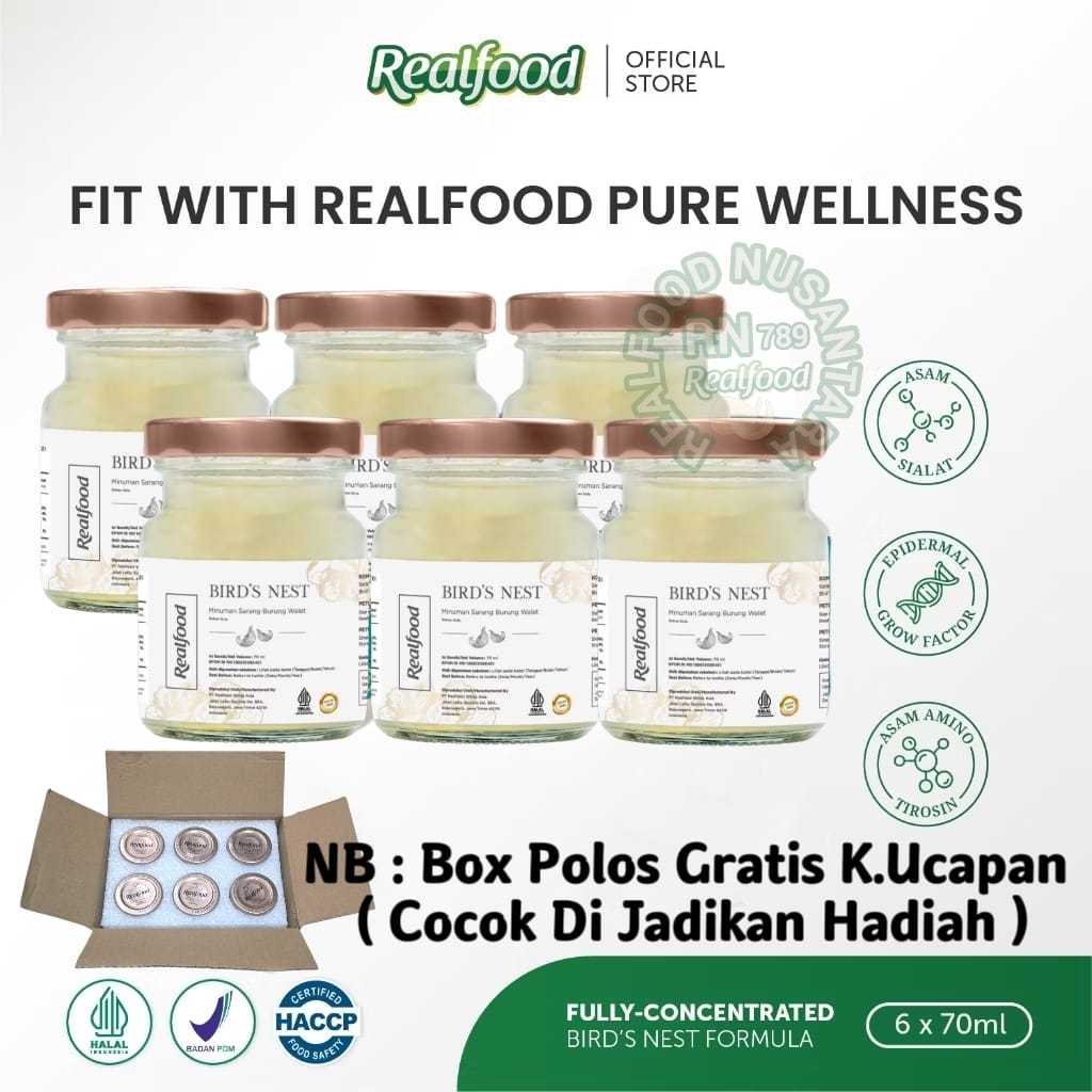

Realfood Pure Wellness 6 Botol Box Polos ( Minuman Sarang Burung Walet ) RN789