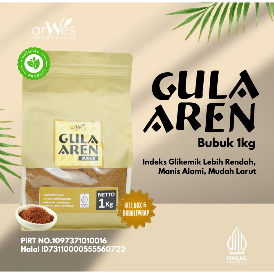 

Gula Aren Semut Premium 1kg/ Aren Sugar Powder Premium - Arwes