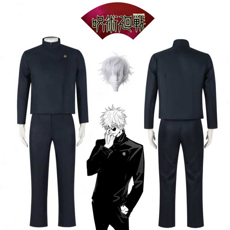 Anime Jujutsu Kaisen Gojo Satoru Cosplay Costume Glasses High School Uniform Remaja / Gojo Satoru Co