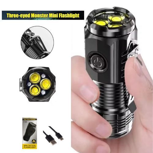 Senter Mini 3 Mata Led Lampu Swat Outdoor 5 Mode Cahaya Senter Camping Hiking / Senter Mini Outdoor