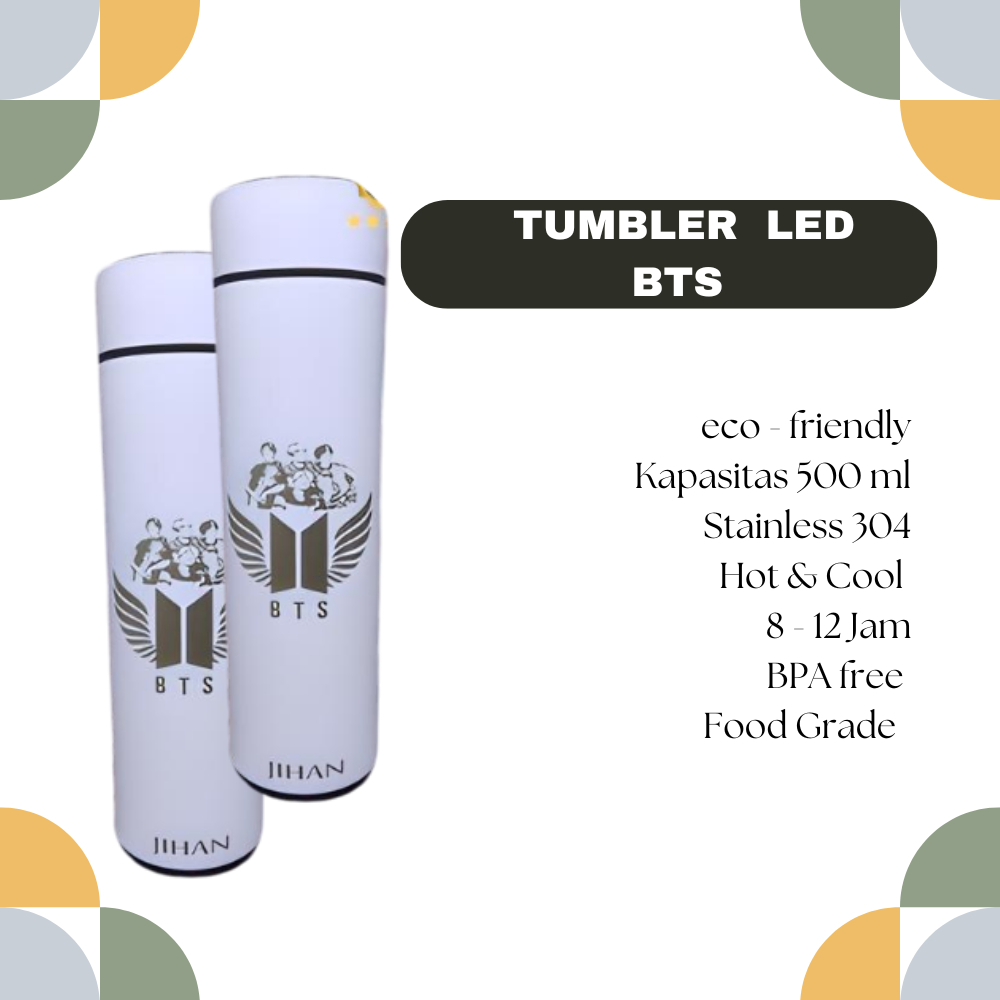 COSTUM Merchandise - TUMBLER BTS Smart LED Tumbler + Grafir Nama Kamu