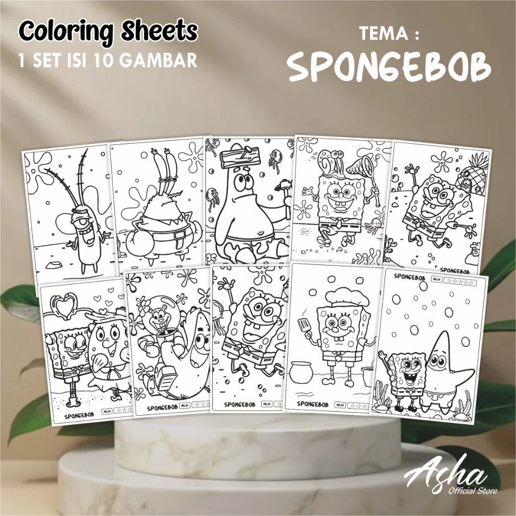 

KERTAS GAMBAR UNTUK ANAK - LEMBAR MEWARNAI ANAK 1 SET ISI 10 GAMBAR SPONGEPOB UKURAN A3