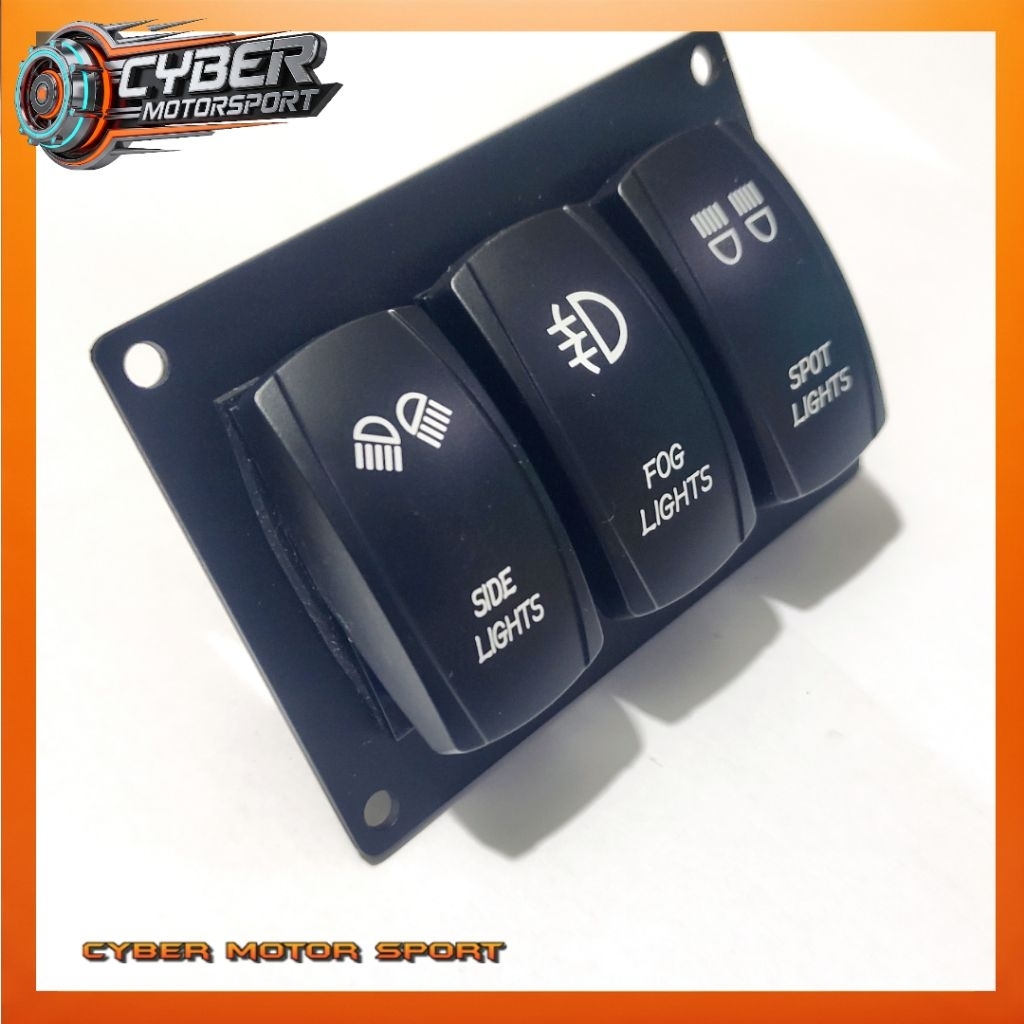 Saklar 3in1 untuk 3 lampu . Saklar lampu mobil 12v 24v . 3 switch