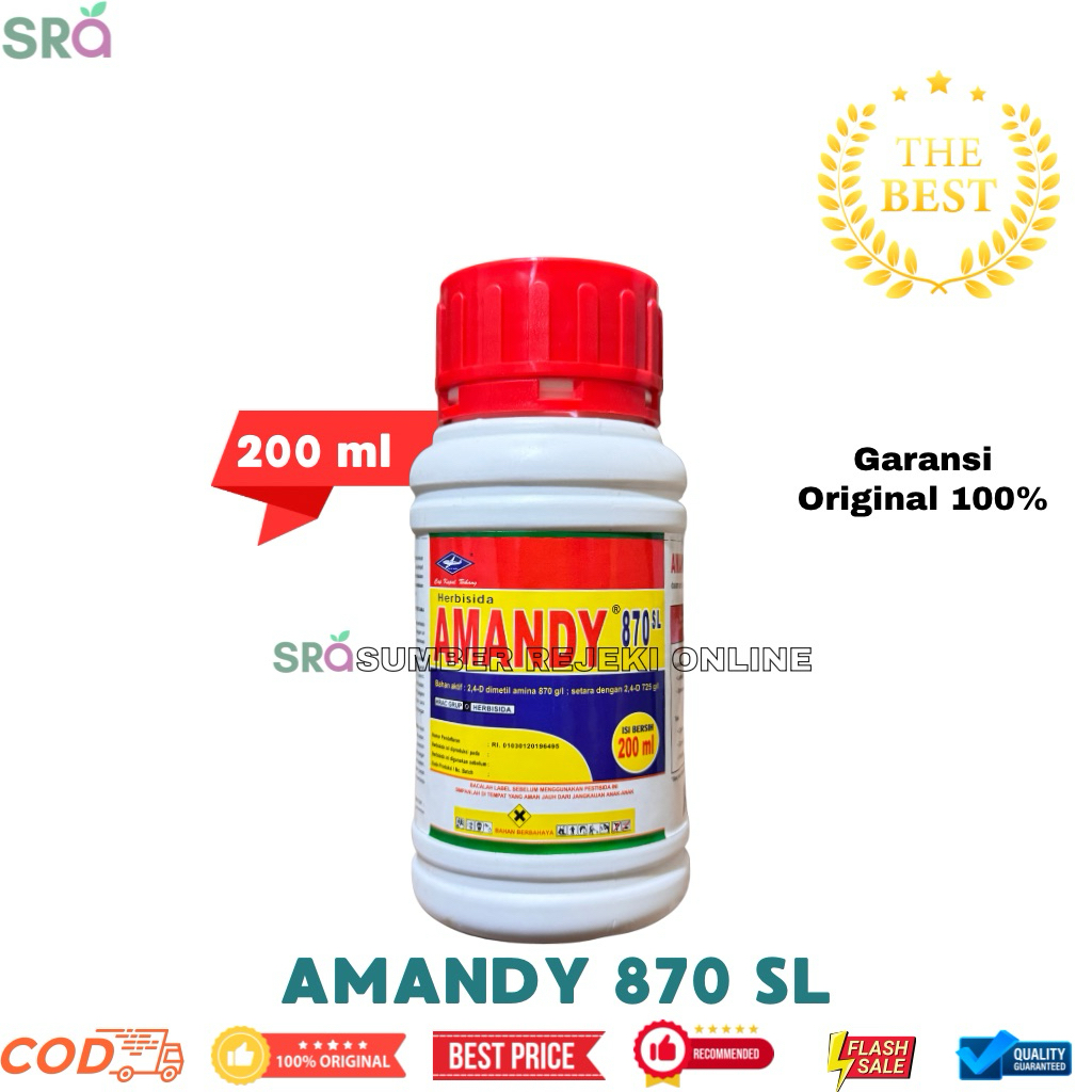 AMANDY 870SL 200ML || Herbisida Selektif Tanaman Padi Jagung Pembasmi Gulma Daun Lebar dan Sempit