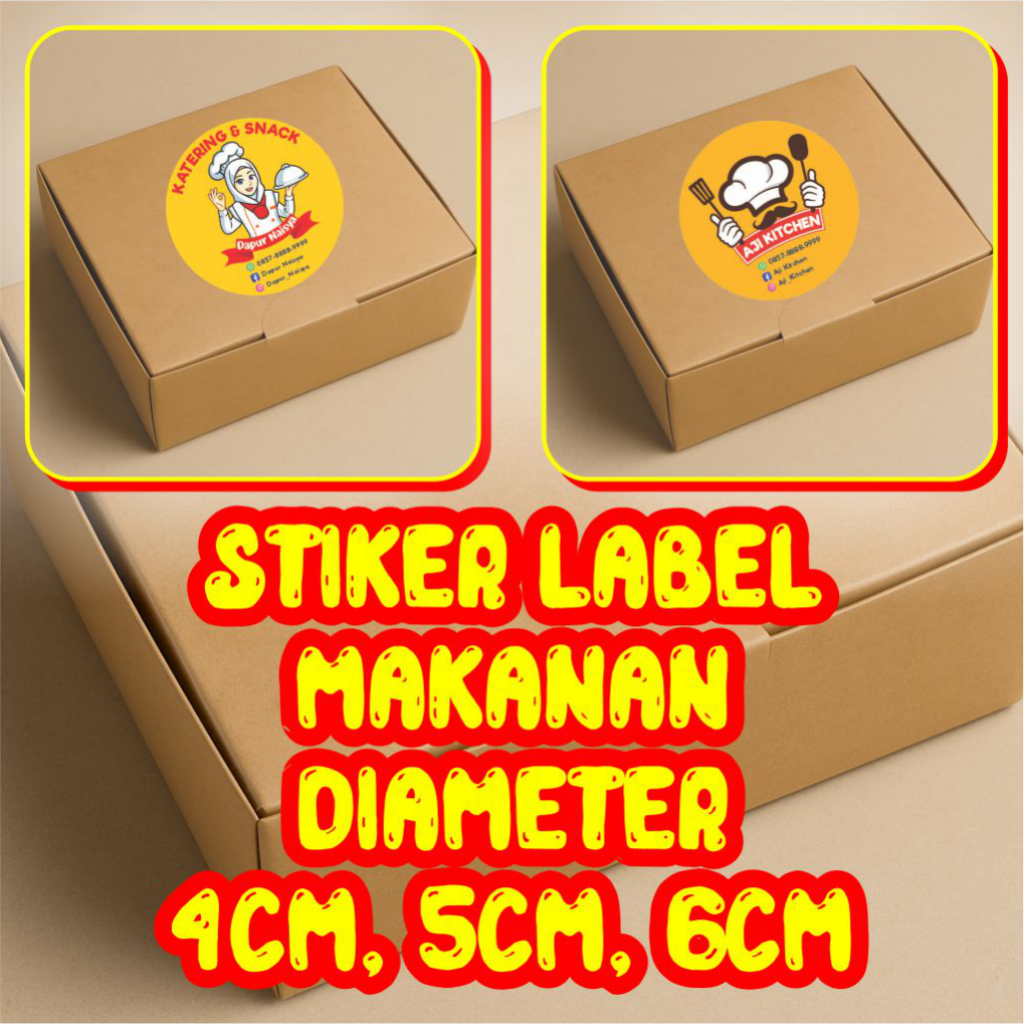 

Stiker Label Produk Makanan Custom Ukuran 4CM,5CM,6CM