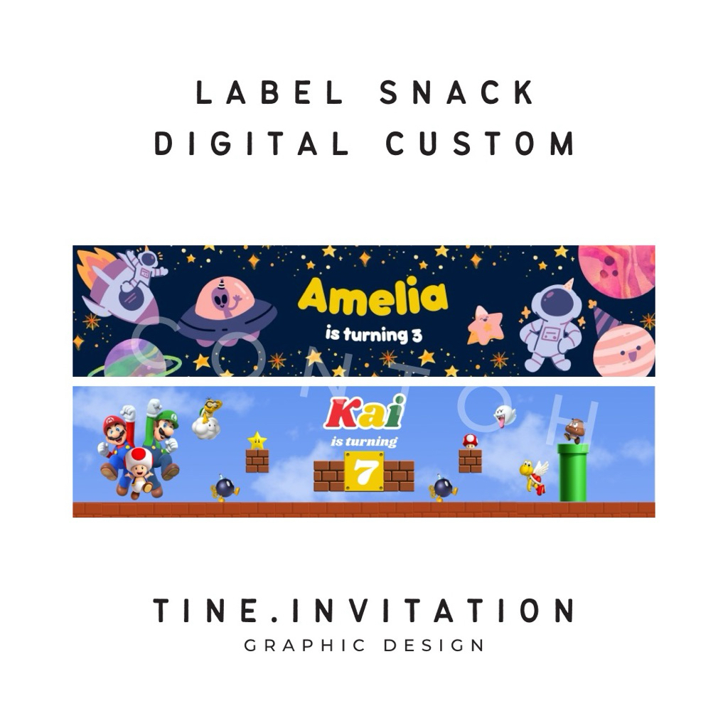 

label snack / banner / sticker / tambah foto undangan (digital)