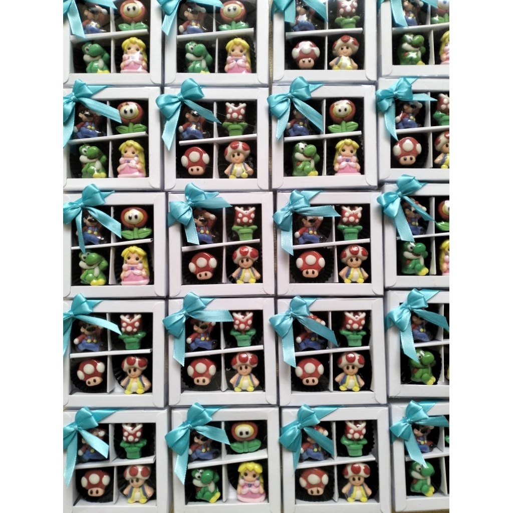 

Souvenir hadiah gift ulang tahun nikah wedding cokelat karakter Mario bross supermario custom