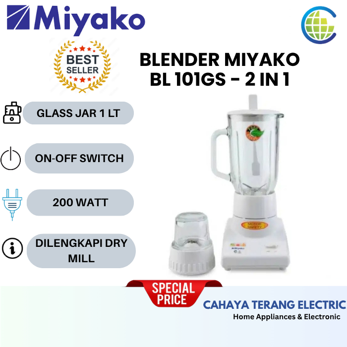 Miyako Blender BL 101GS / BL 101 GS / BL101GS Blender Kaca 2 in 1