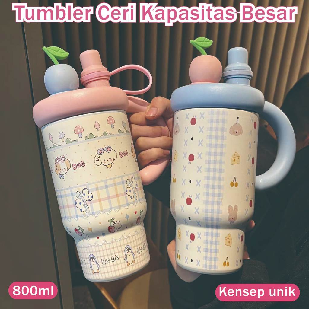 COD- Tumbler Cherry On Top 800ml Stainless SUS 316 / Tumbler Botol Minum 800ml Lucu / Tumbler Viral 