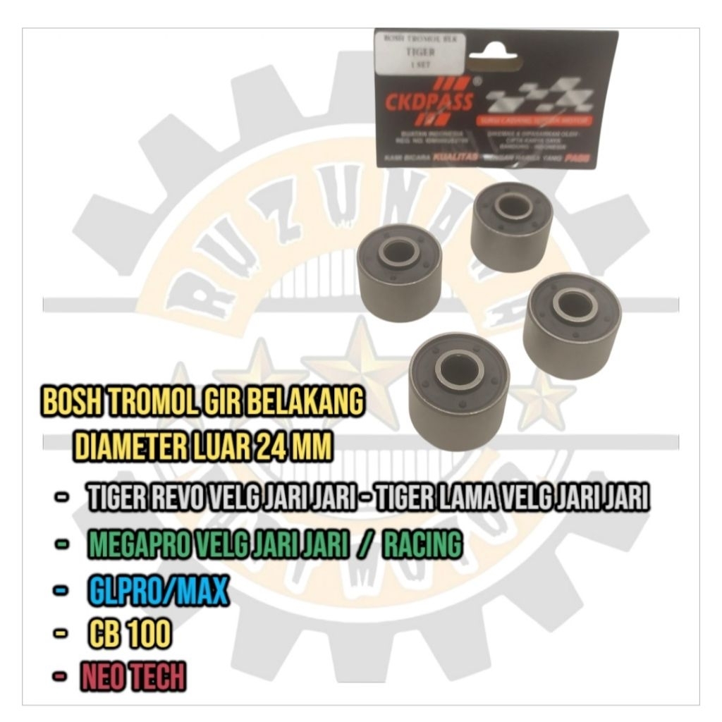 BOSH GIR TROMOL BELAKANG DIAMETER LUAR 24mm,TIGER REVO, TIGER LAMA VELG JARI JARI,MEGA PRO VELG JARI