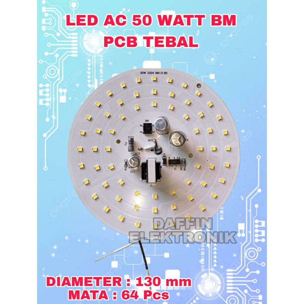 LED AC 50 WATT BM PCB TEBAL / Lampu Led 50 Watt BM Super Terang