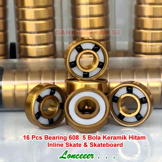 Bearing Ceramic 5 Bola Hitam Inline Skate Sepatu Roda Bearing Keramik