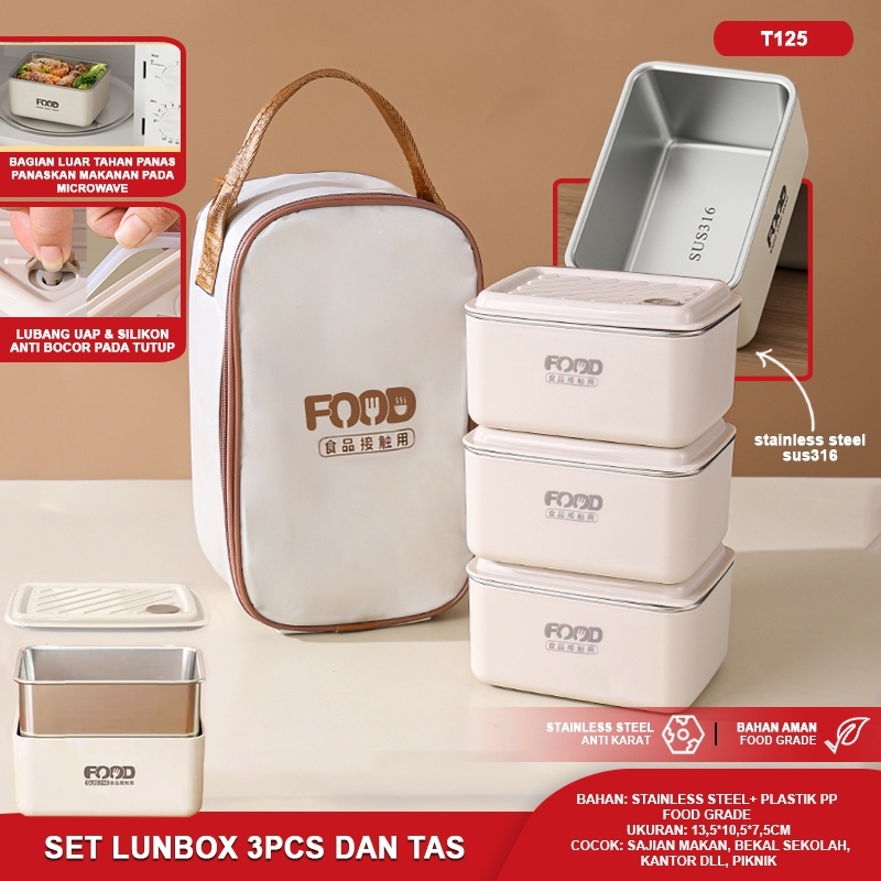 Rantang Polos Berwarna Lunch Box Susun Kotak Makan Tepak Set Camping Piknik Lucu Elegan Tempat Bekal