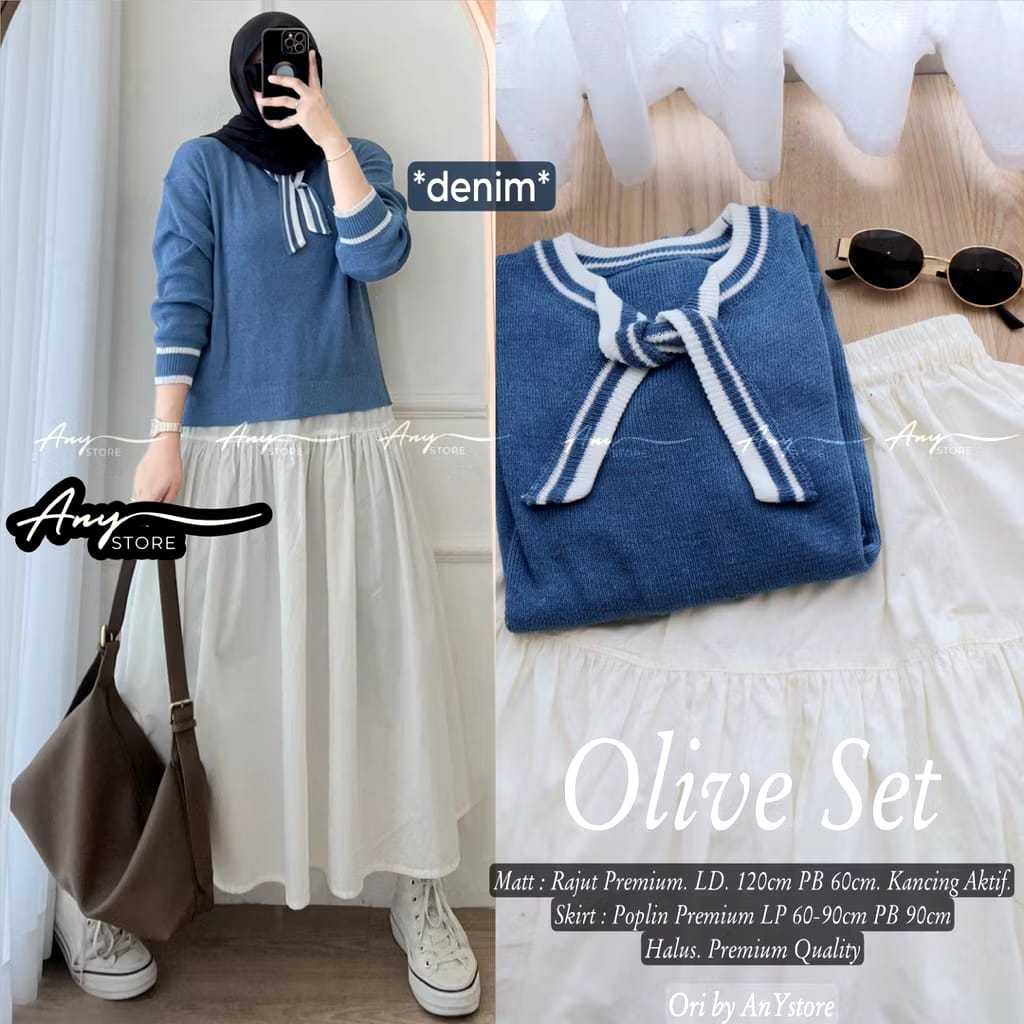 Setelan Rajut Rok Wanita / One Set Cardigan Rajut dan Rok Plisket