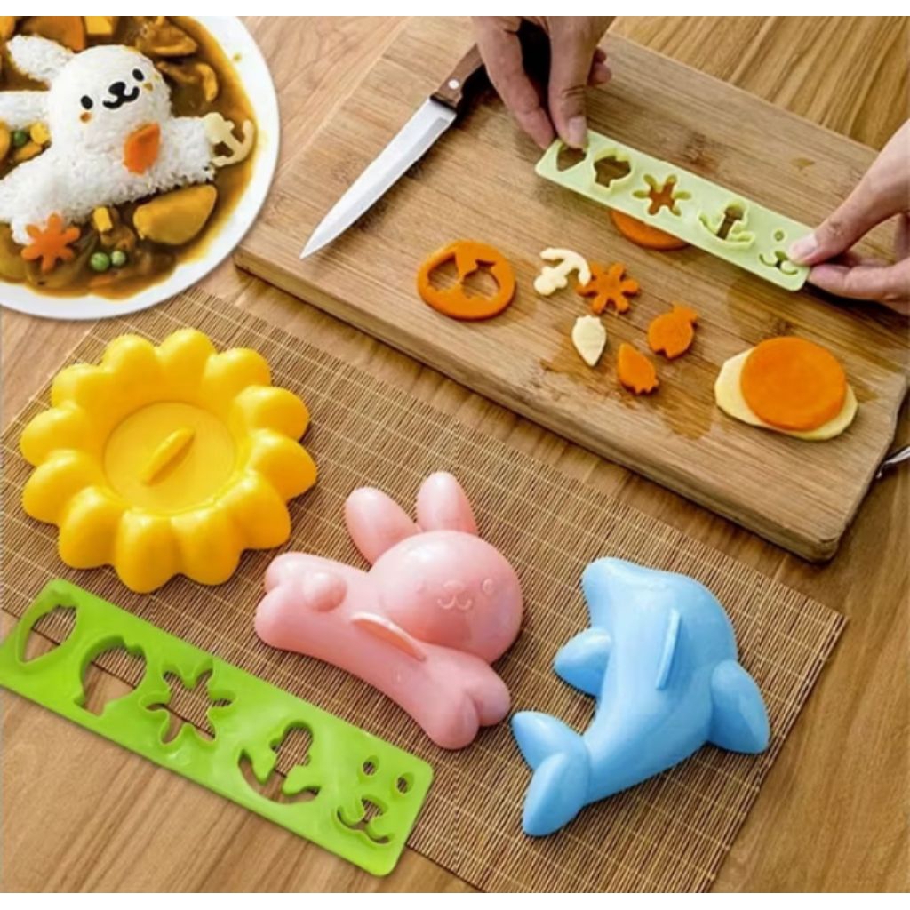 Cetakan nasi bento isi set 4 cetakan bekal nasi