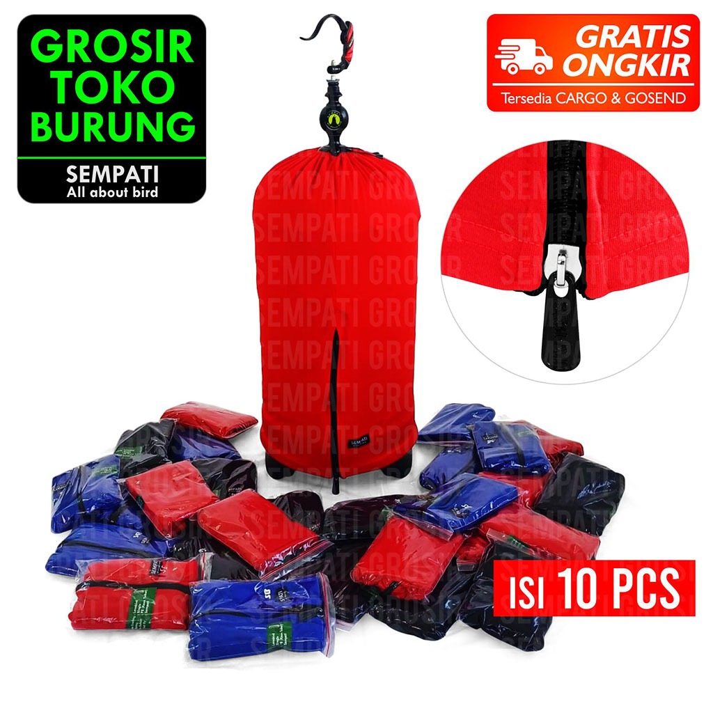 SEMPATI GROSIR Kerodong Krodong Burung Lovebird Single Kaos Kaos PE Tebal Eco 1 Satu Sleting Resleti