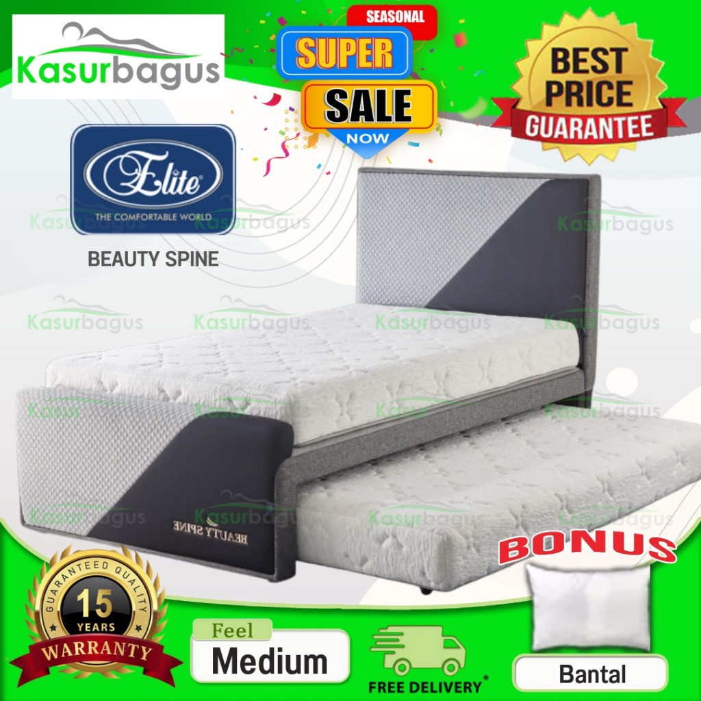 Elite Kasur Springbed Multibed 3 in 1 Sorong Beauty Spine Pocket Spring - Full Set lengkap ukuran 90