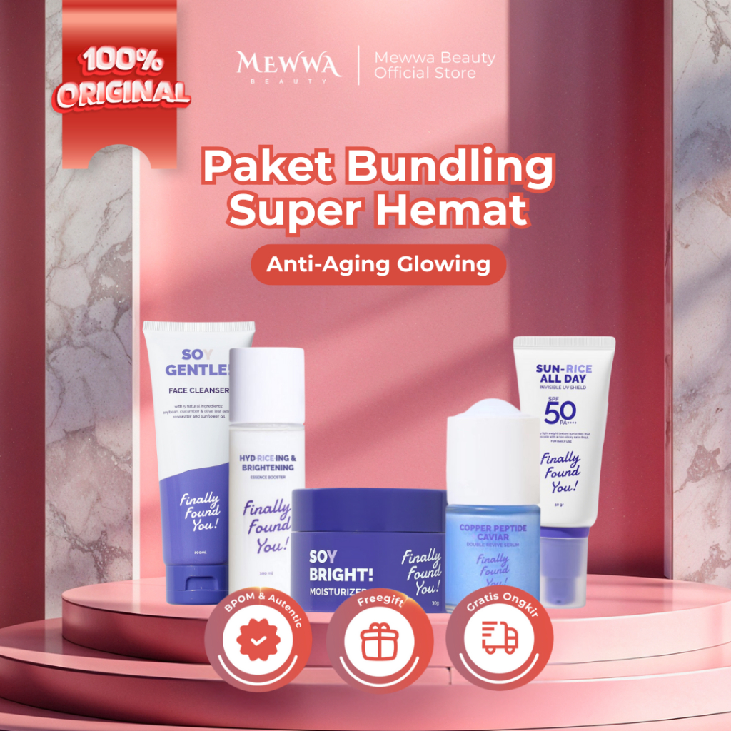 Mewwa Beauty - Finally Found You Bundling Anti Aging 5 In 1 | Face Cleanser | Toner | Serum | Moistu