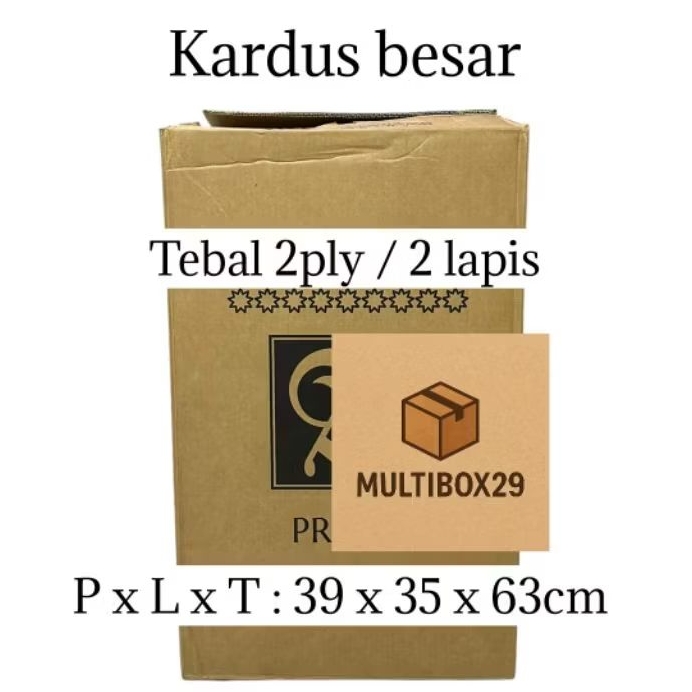 

Kardus tebal 2ply 39x35x63, 2 layer kardus besar 2 lapis untuk pindahan rumah kantor kost, container box karton penyimpanan storage double wall