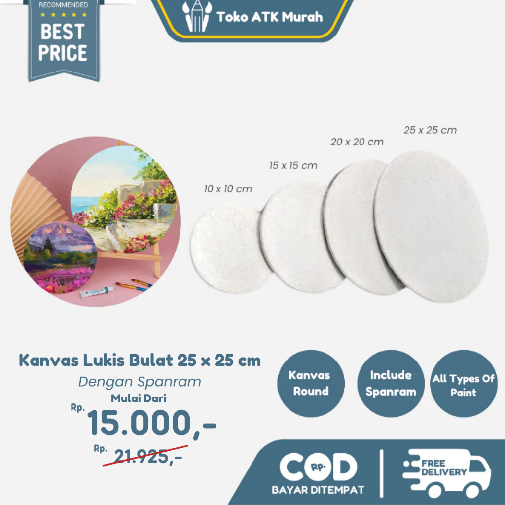 

Kanvas Lukis Round Bulat 25 x 25 cm/Canvas Board Circle 25x25 cm