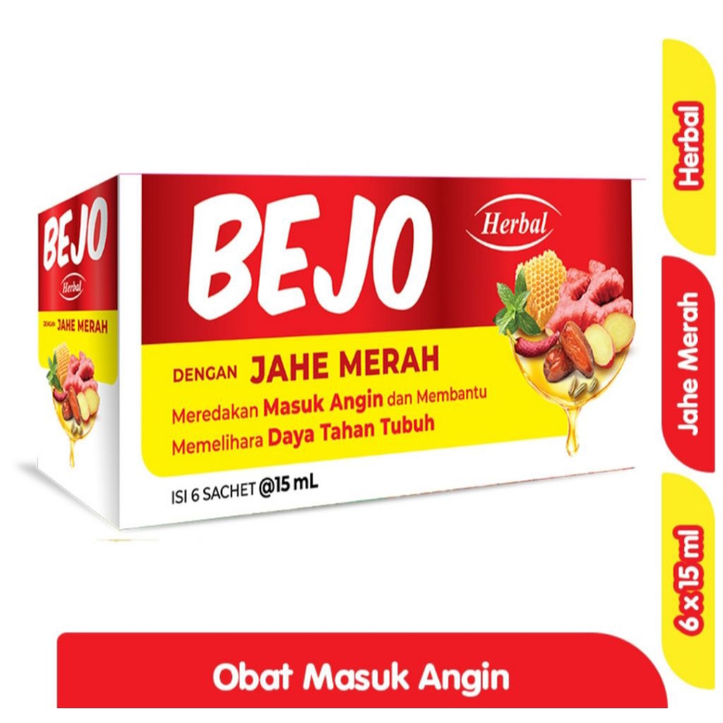 

Bejo Obat Herbal Masuk Angin Cair Jahe Merah Sachet 6 x 15 ml