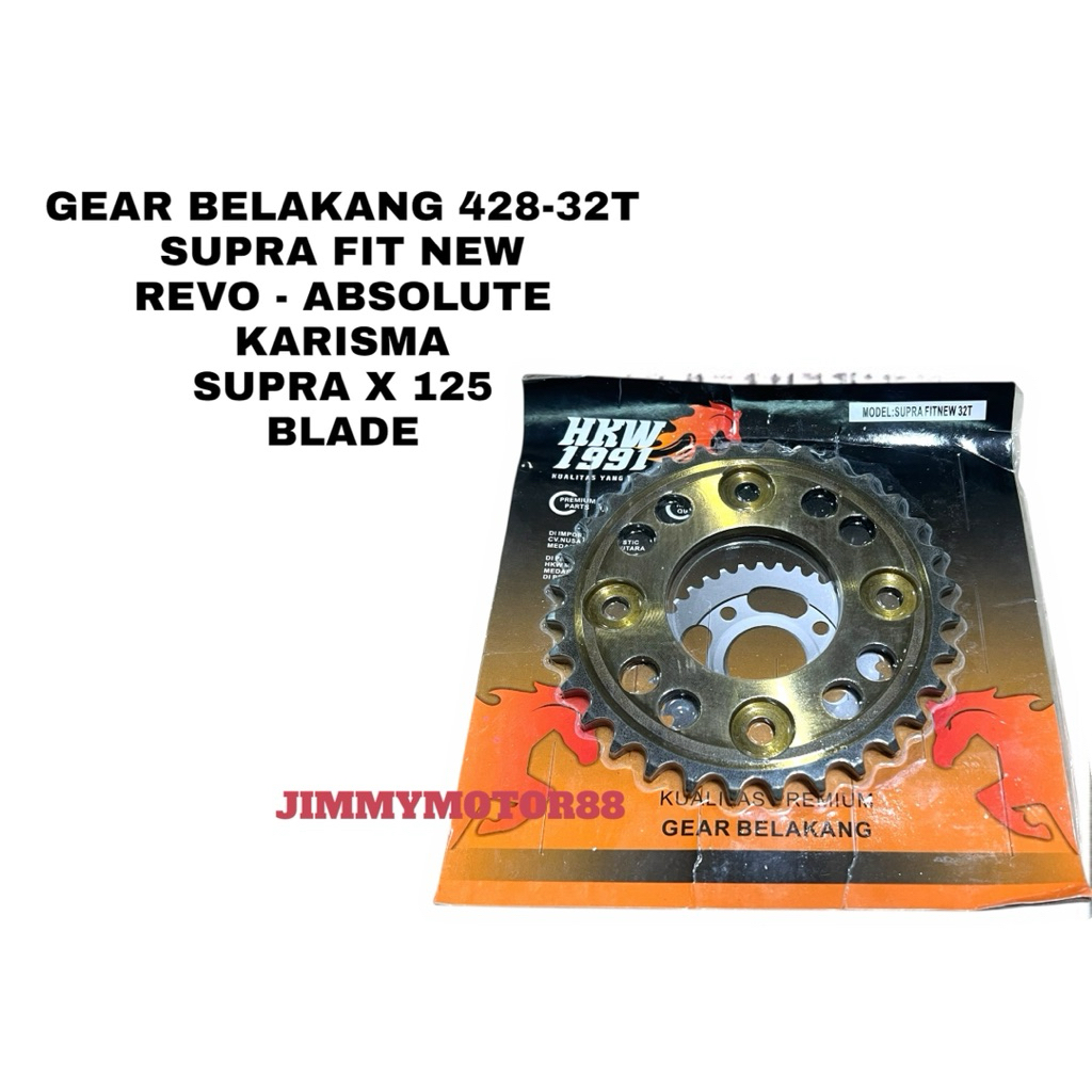 GEAR GIR GIGI TARIK BELAKANG 428 -32T WARNA GOLD SUPRA FIT NEW KARISMA SUPRA X 125 REVO - ABSOLUTE B