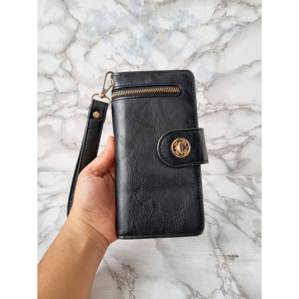 DOMPET LIPAT KULIT WANITA DUK EMODA DK HITAM / DOMPET PANJANG WANITA