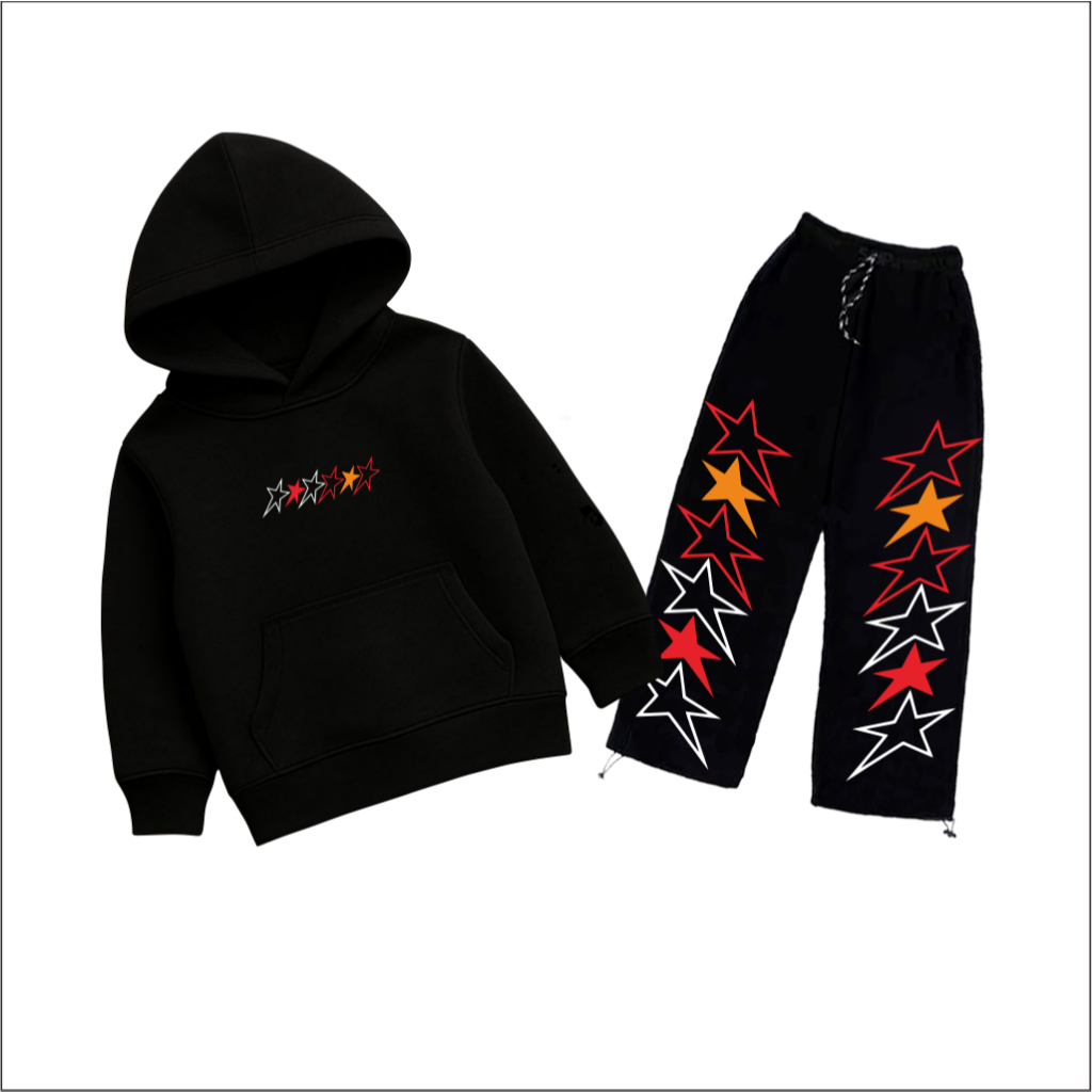 Setelan Hoodie dan Celana Anak Motif Star SET Anak Perempuan Umur 5-12 Tahun