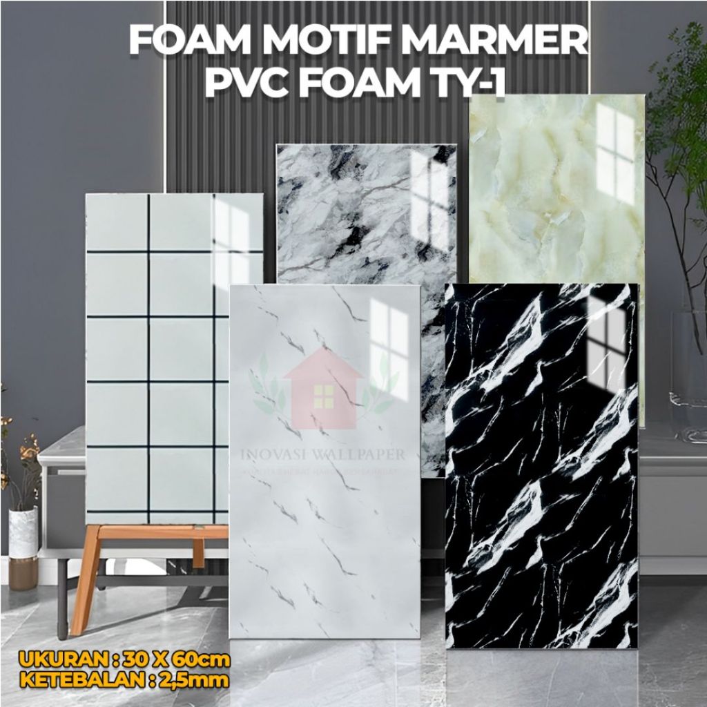 0 Pcs Wallpaper Vinyl Marmer 60X30 Cm / Stiker Dinding Lantai Vinyl Marmer Granit / Stiker Lemari Wa