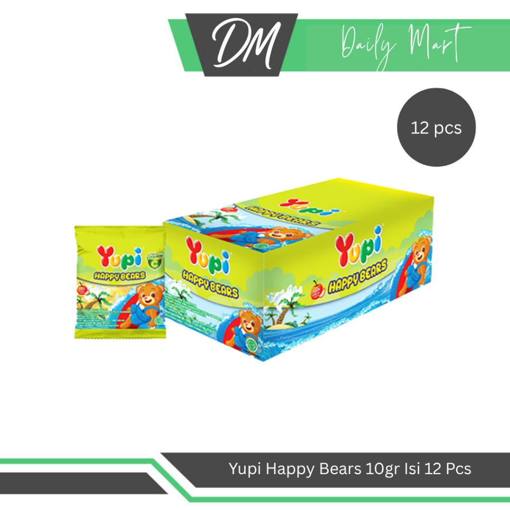 

Yupi Happy Bears 1 Box Isi 12 Pcs x 10gr - Permen Kenyal Berbentuk Lucu Enak Murah