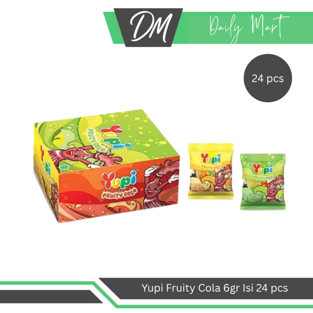 

Yupi Fruity Cola 1 Box Isi 24 Pcs x 6gr - Permen Kenyal Berbentuk Lucu Enak Murah