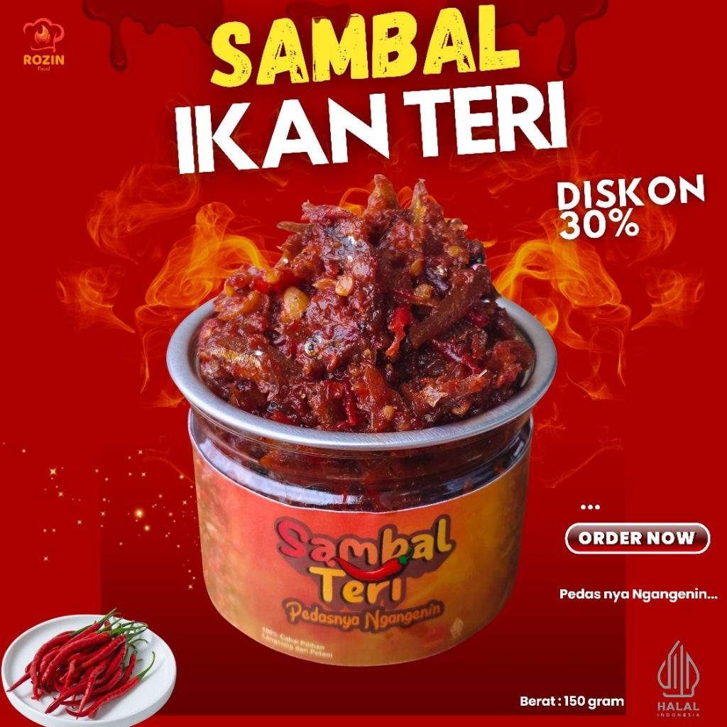 

Sambal Teri, Sambal Pedas, Sambal lezat, Sambal termurah Halal150g