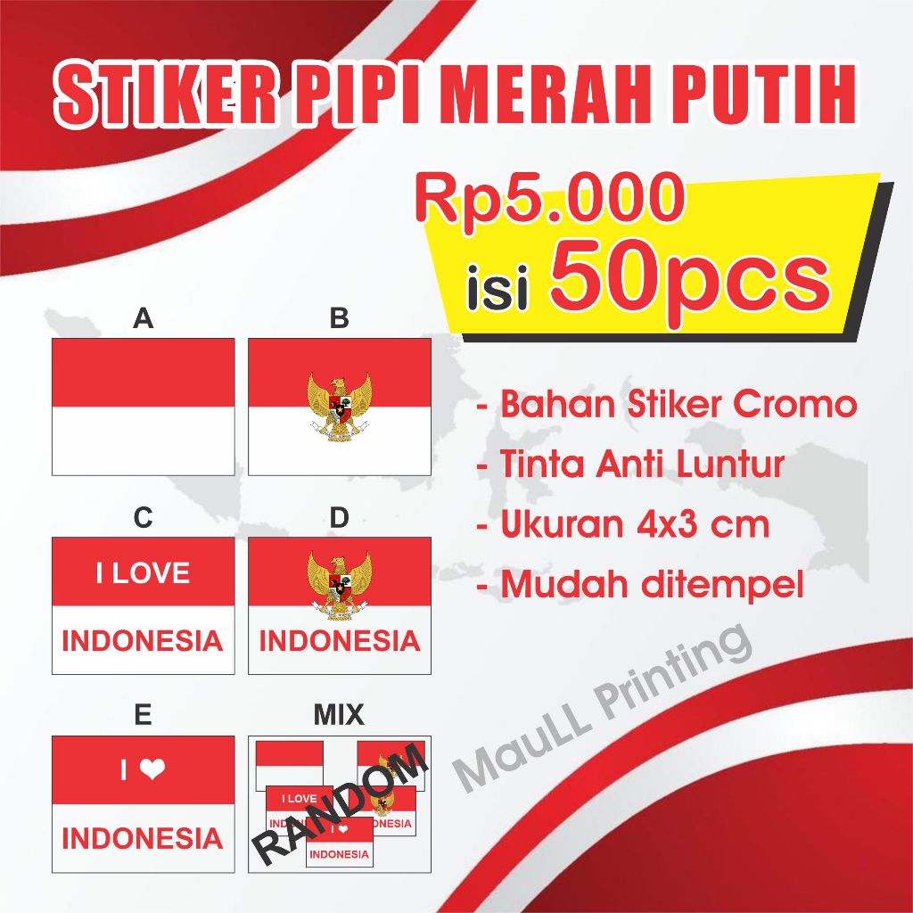 

STIKER PIPI INDONESIA COCOK UNTUK EVENT AGUSTUSAN