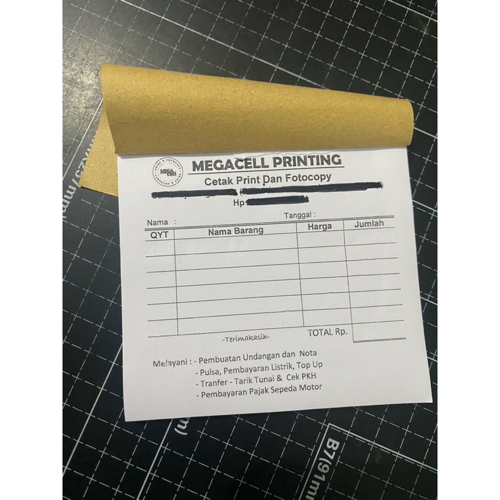 

Cetak Nota Costum 1/6 Folio