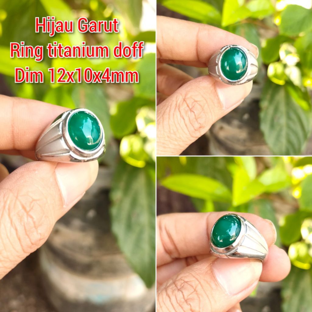 CINCIN PRIA BATU HIJAU GARUD KECIL RING TITANIUM DOFF