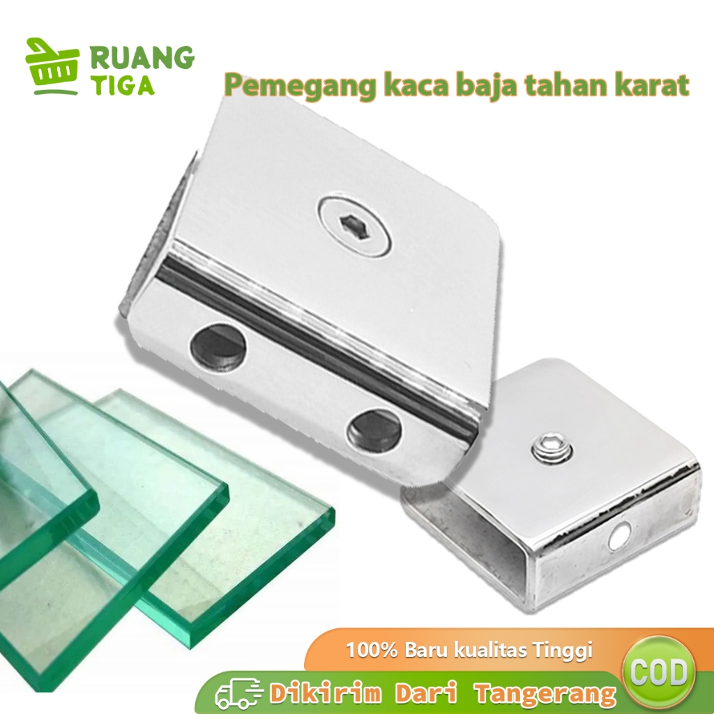 Penjepit Kaca Stainless Steel Jepit Kaca Glass Clips Dinding Penjepit Sudut Kaca Jepitan Kaca