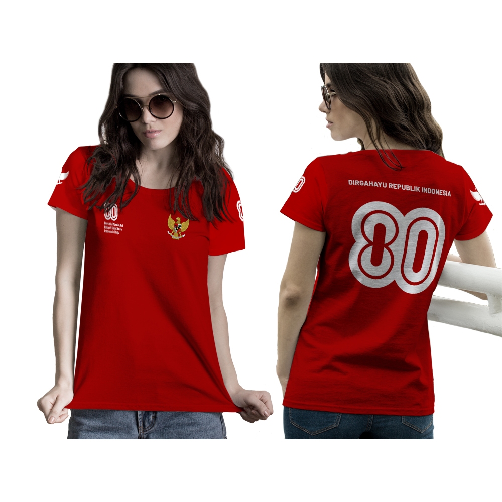 Jersey Wanita Jersey HUT RI ke 80 Jersey HUT RI 80 Kaos Pendek Wanita Kaos Hut RI 80 Wanita